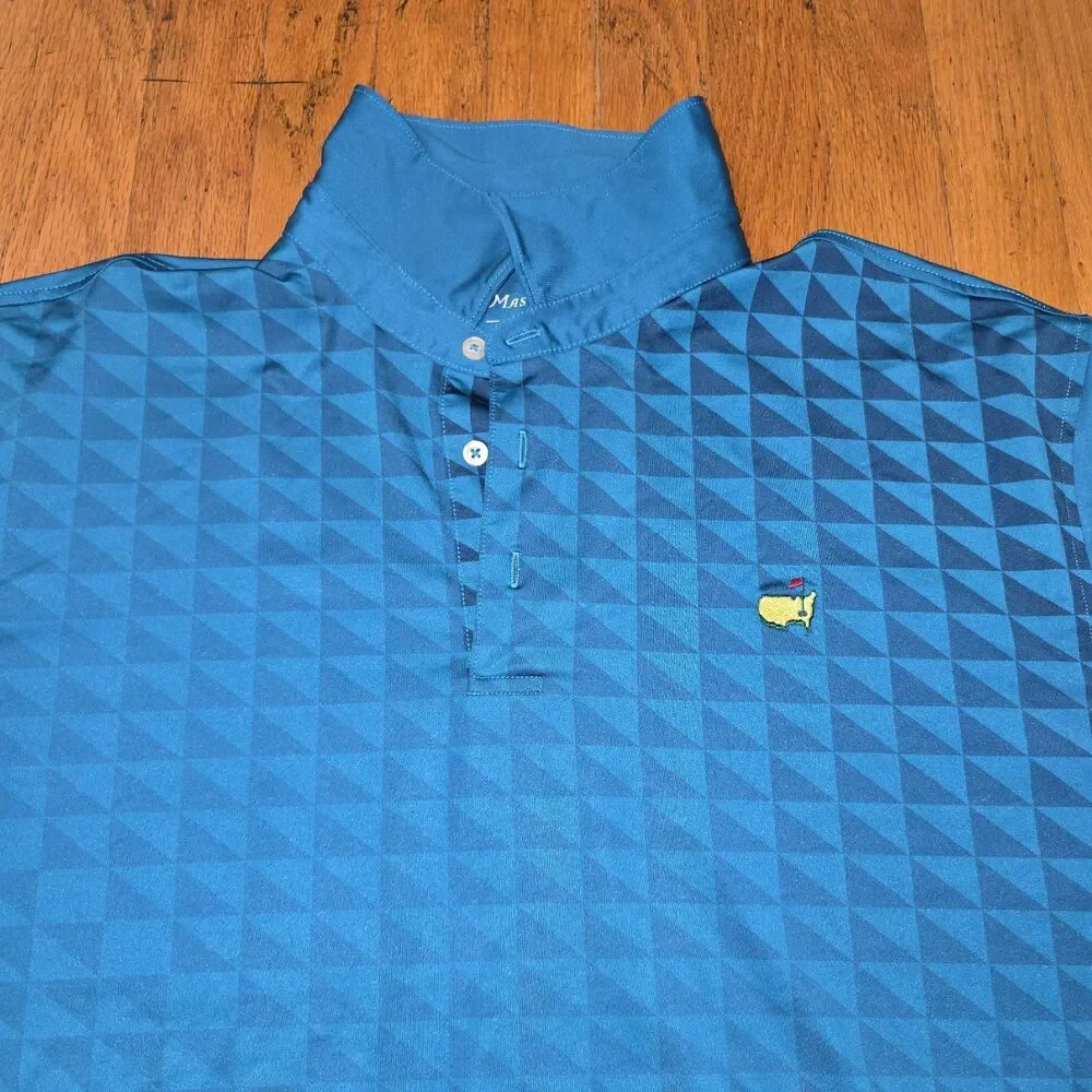 Masters Golf Tech Collection Polo  Augusta National Geometric Mens XL Lagoon